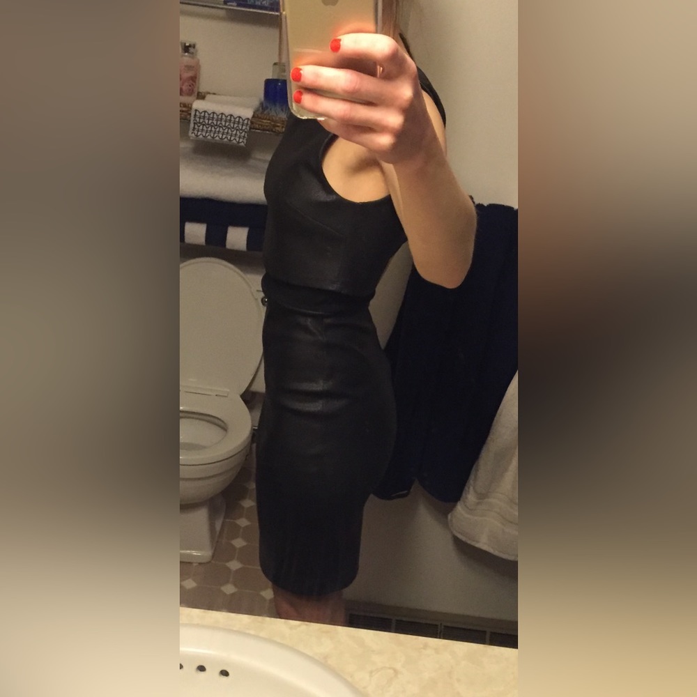 French connection faux leather sleeveless dress